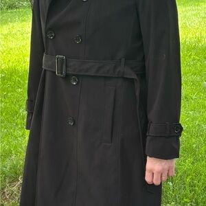 Women's Black Calvin Klein Double-Breasted Knee Length Trench Coat XL NEW